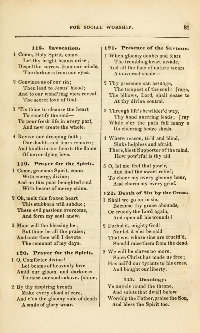 Spiritual Songs for Social Worship: adapted to the use of families and private circles, to missinary meetings, to monthly concert, and to other occasions of special interest.(Rev. and Enl. Ed.) page 81