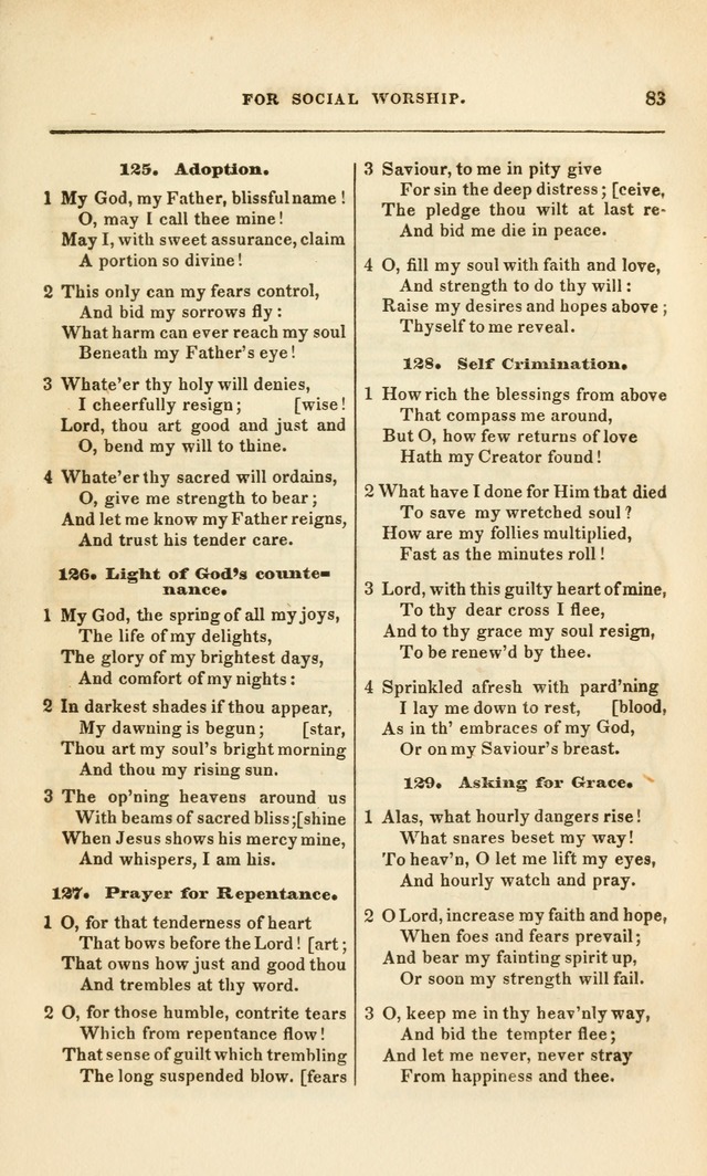 Spiritual Songs for Social Worship: adapted to the use of families and private circles, to missinary meetings, to monthly concert, and to other occasions of special interest.(Rev. and Enl. Ed.) page 83