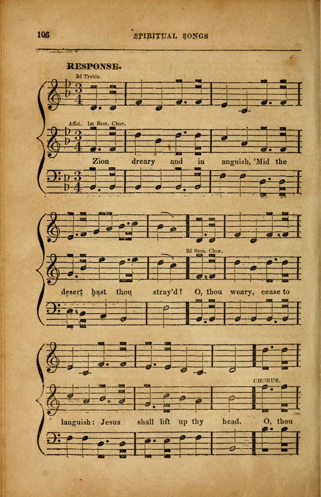 Spiritual Songs for Social Worship: adapted to the use of families and private circles in seasons of revival, to missionary meetings, to the monthly concert, and to other occasions... (3rd ed.) page 106