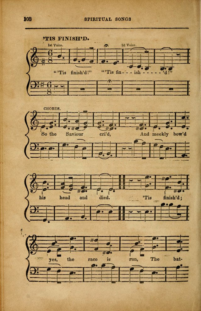 Spiritual Songs for Social Worship: adapted to the use of families and private circles in seasons of revival, to missionary meetings, to the monthly concert, and to other occasions... (3rd ed.) page 108