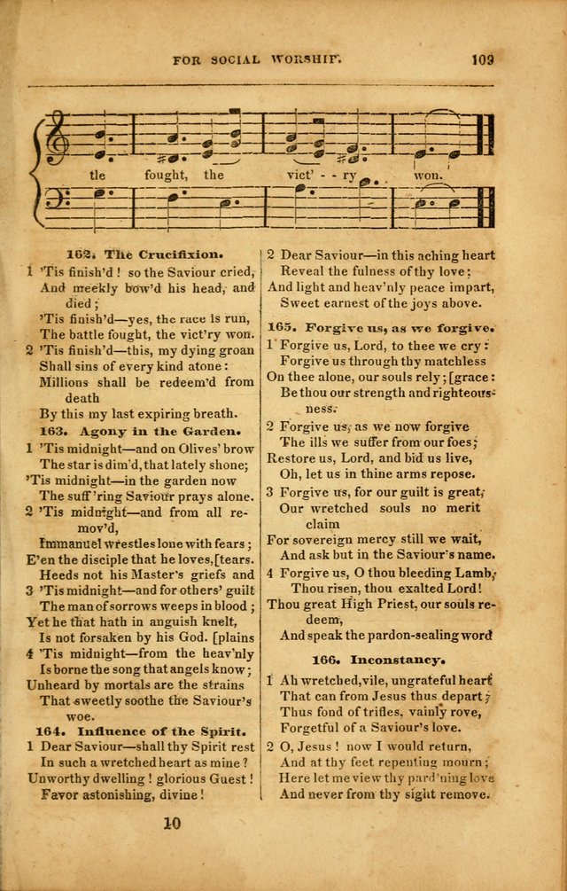 Spiritual Songs for Social Worship: adapted to the use of families and private circles in seasons of revival, to missionary meetings, to the monthly concert, and to other occasions... (3rd ed.) page 109