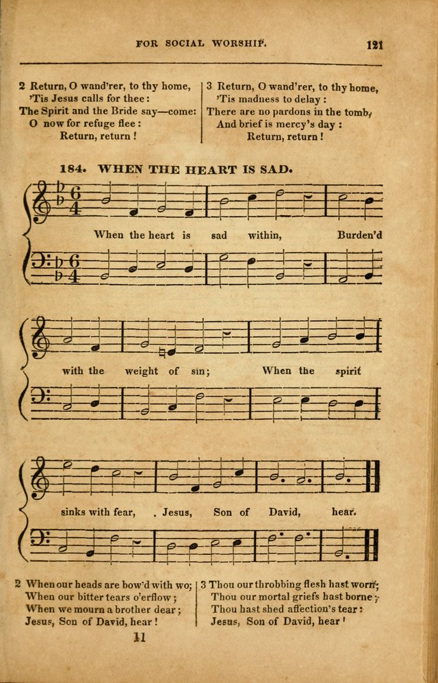 Spiritual Songs for Social Worship: adapted to the use of families and private circles in seasons of revival, to missionary meetings, to the monthly concert, and to other occasions... (3rd ed.) page 121