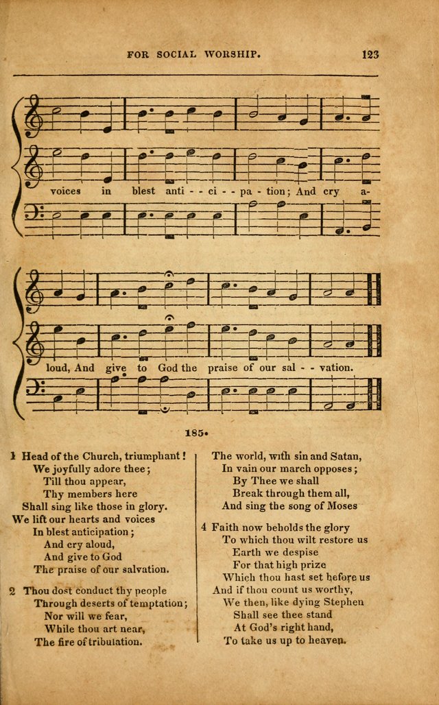 Spiritual Songs for Social Worship: adapted to the use of families and private circles in seasons of revival, to missionary meetings, to the monthly concert, and to other occasions... (3rd ed.) page 123