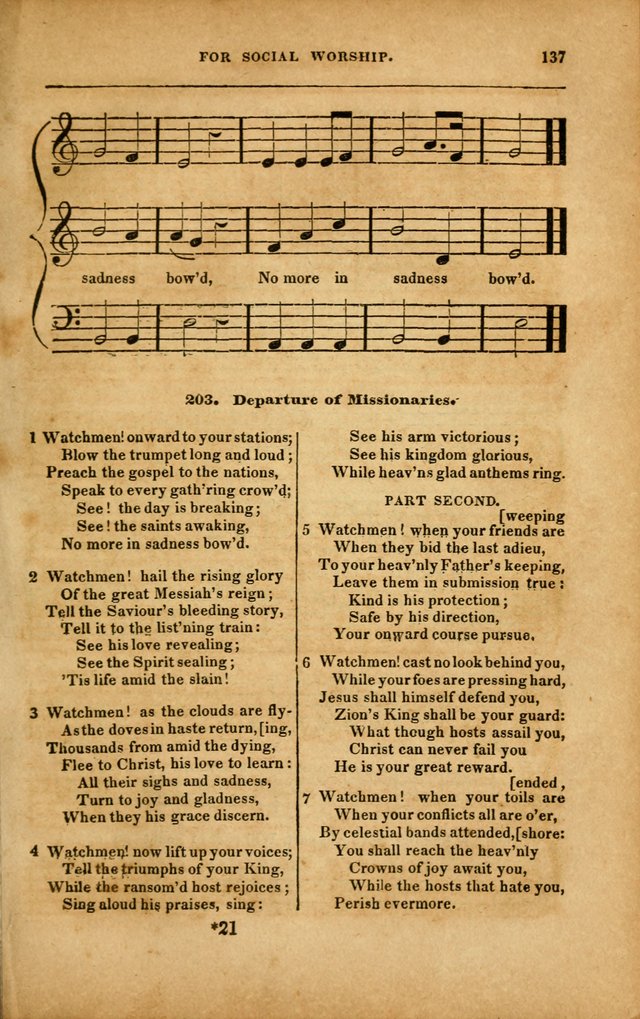 Spiritual Songs for Social Worship: adapted to the use of families and private circles in seasons of revival, to missionary meetings, to the monthly concert, and to other occasions... (3rd ed.) page 137