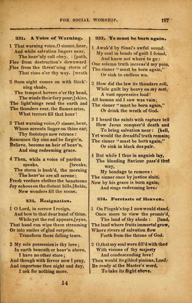 Spiritual Songs for Social Worship: adapted to the use of families and private circles in seasons of revival, to missionary meetings, to the monthly concert, and to other occasions... (3rd ed.) page 157