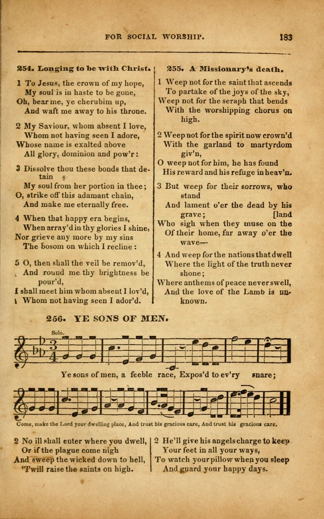 Spiritual Songs for Social Worship: adapted to the use of families and private circles in seasons of revival, to missionary meetings, to the monthly concert, and to other occasions... (3rd ed.) page 183