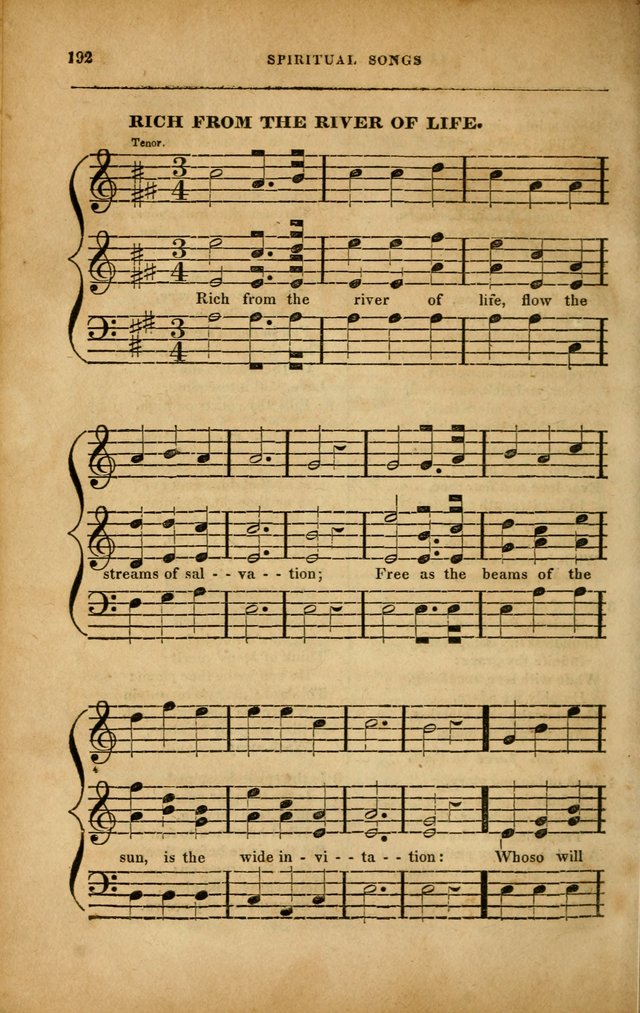 Spiritual Songs for Social Worship: adapted to the use of families and private circles in seasons of revival, to missionary meetings, to the monthly concert, and to other occasions... (3rd ed.) page 192