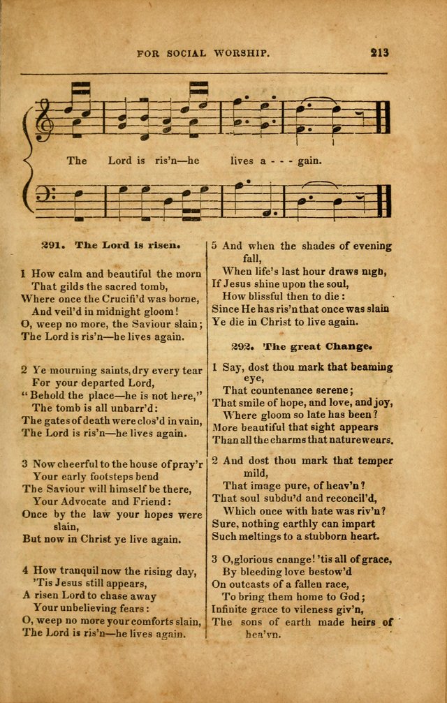 Spiritual Songs for Social Worship: adapted to the use of families and private circles in seasons of revival, to missionary meetings, to the monthly concert, and to other occasions... (3rd ed.) page 213