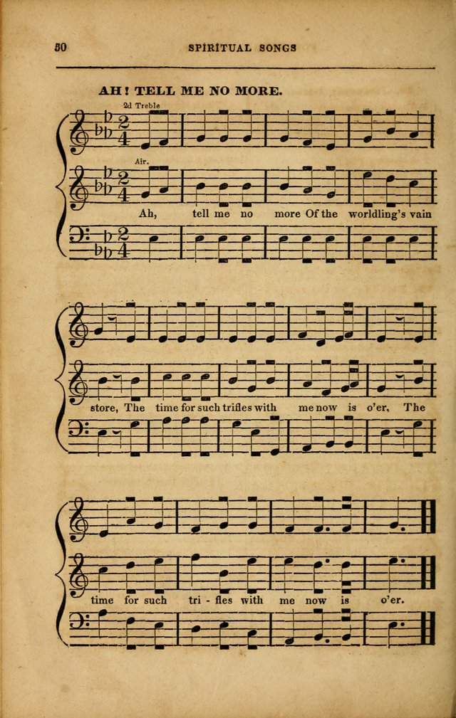 Spiritual Songs for Social Worship: adapted to the use of families and private circles in seasons of revival, to missionary meetings, to the monthly concert, and to other occasions... (3rd ed.) page 50