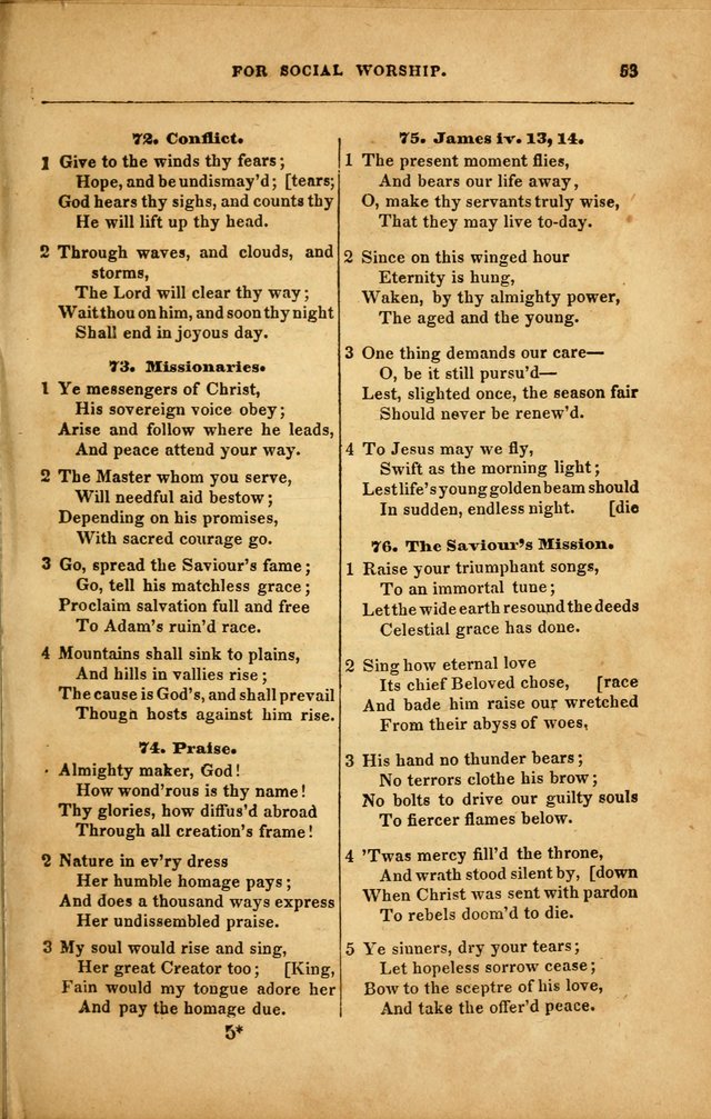 Spiritual Songs for Social Worship: adapted to the use of families and private circles in seasons of revival, to missionary meetings, to the monthly concert, and to other occasions... (3rd ed.) page 53