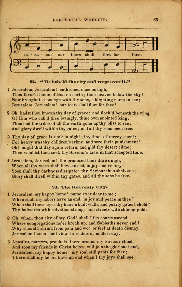 Spiritual Songs for Social Worship: adapted to the use of families and private circles in seasons of revival, to missionary meetings, to the monthly concert, and to other occasions... (3rd ed.) page 63