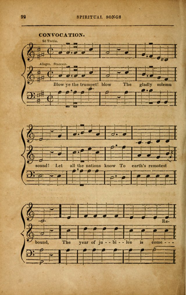 Spiritual Songs for Social Worship: adapted to the use of families and private circles in seasons of revival, to missionary meetings, to the monthly concert, and to other occasions... (3rd ed.) page 92