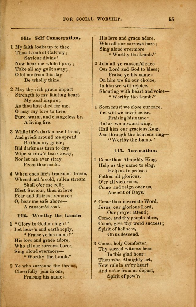 Spiritual Songs for Social Worship: adapted to the use of families and private circles in seasons of revival, to missionary meetings, to the monthly concert, and to other occasions... (3rd ed.) page 95