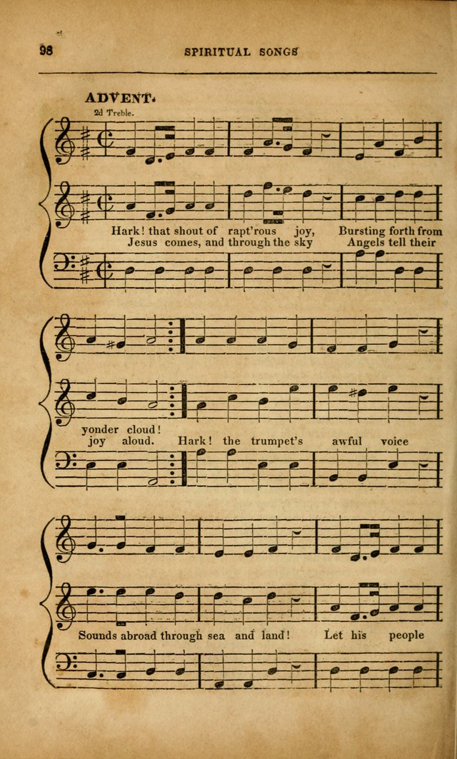 Spiritual Songs for Social Worship: adapted to the use of families and private circles in seasons of revival, to missionary meetings, to the monthly concert, and to other occasions... (3rd ed.) page 98