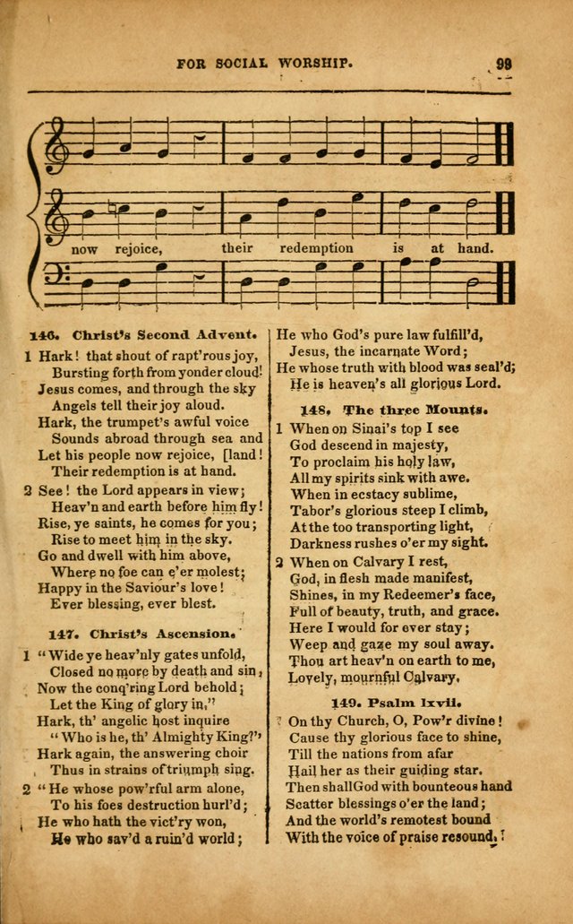 Spiritual Songs for Social Worship: adapted to the use of families and private circles in seasons of revival, to missionary meetings, to the monthly concert, and to other occasions... (3rd ed.) page 99