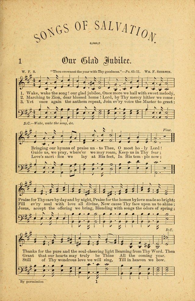 Songs of Salvation: as Used by Crossley and Hunter in Evangelistic Meetings: and adapted for the church, grove, school, choir and home page 1