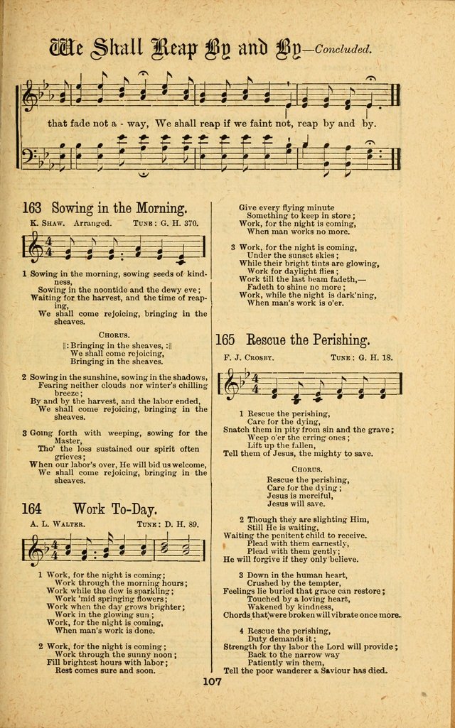 Songs of Salvation: as Used by Crossley and Hunter in Evangelistic Meetings: and adapted for the church, grove, school, choir and home page 107