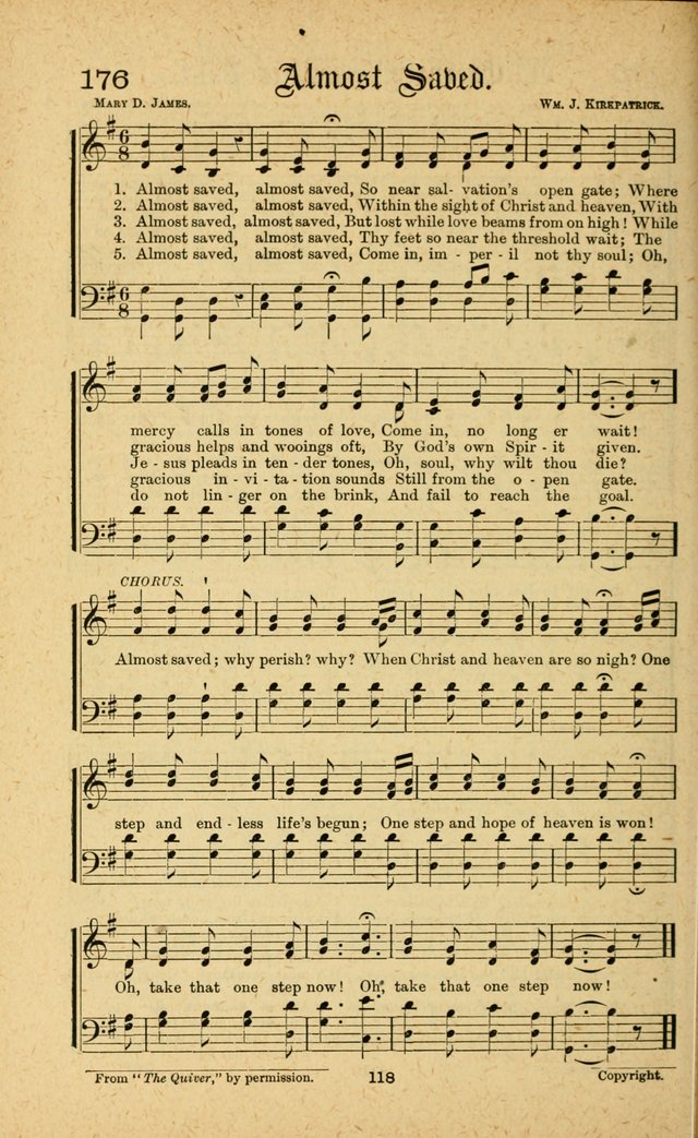 Songs of Salvation: as Used by Crossley and Hunter in Evangelistic Meetings: and adapted for the church, grove, school, choir and home page 118