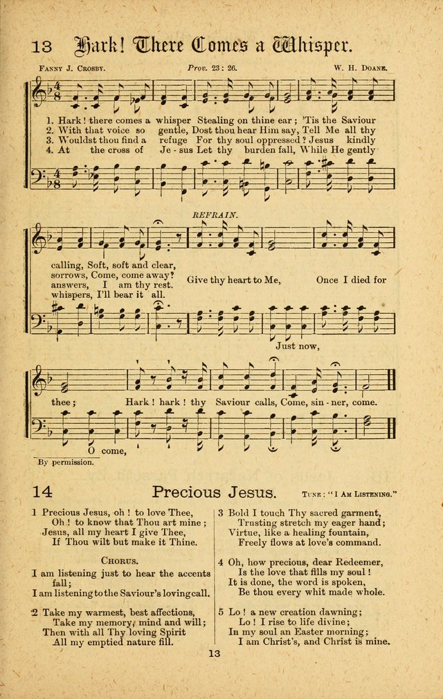 Songs of Salvation: as Used by Crossley and Hunter in Evangelistic Meetings: and adapted for the church, grove, school, choir and home page 13