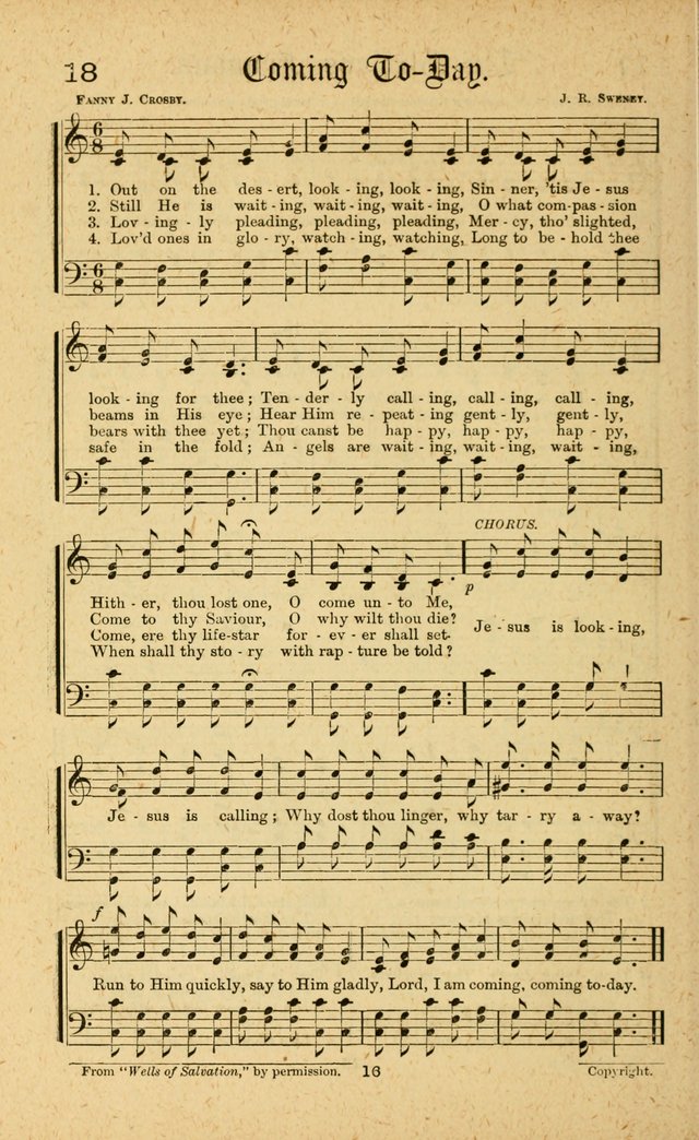 Songs of Salvation: as Used by Crossley and Hunter in Evangelistic Meetings: and adapted for the church, grove, school, choir and home page 16