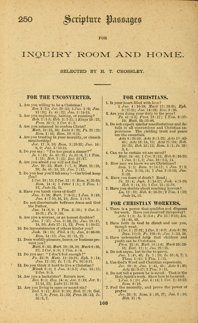 Songs of Salvation: as Used by Crossley and Hunter in Evangelistic Meetings: and adapted for the church, grove, school, choir and home page 168