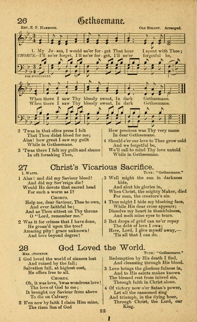 Songs of Salvation: as Used by Crossley and Hunter in Evangelistic Meetings: and adapted for the church, grove, school, choir and home page 22