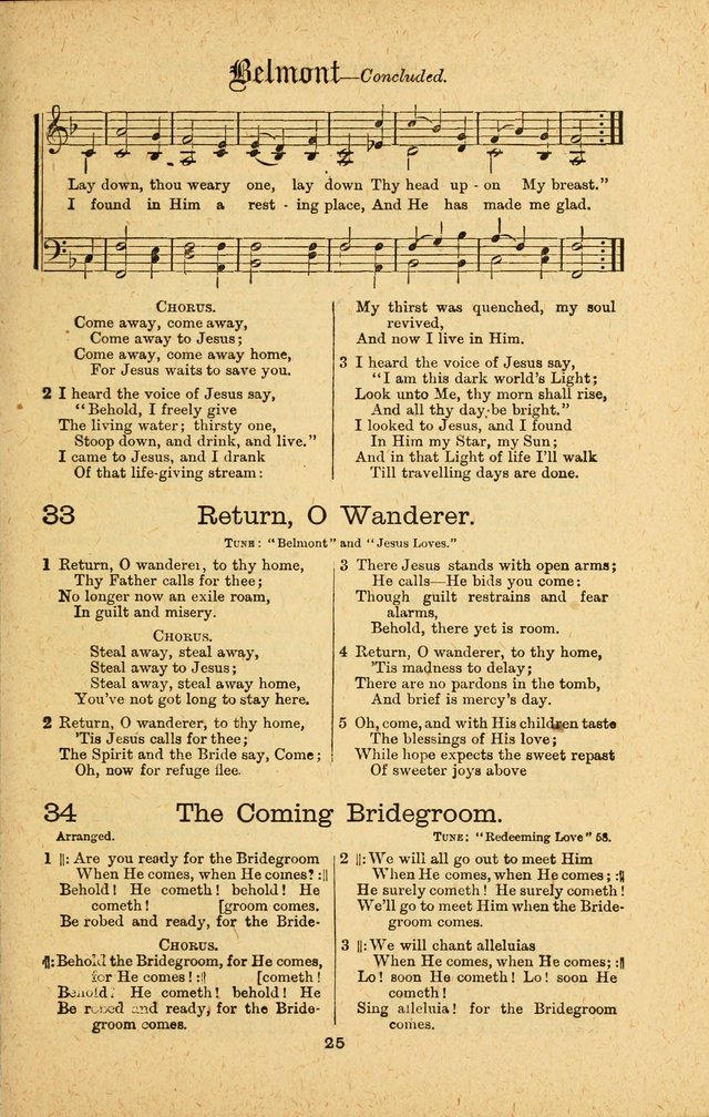 Songs of Salvation: as Used by Crossley and Hunter in Evangelistic Meetings: and adapted for the church, grove, school, choir and home page 25