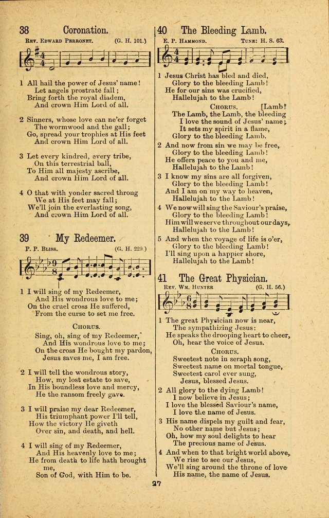 Songs of Salvation: as Used by Crossley and Hunter in Evangelistic Meetings: and adapted for the church, grove, school, choir and home page 27