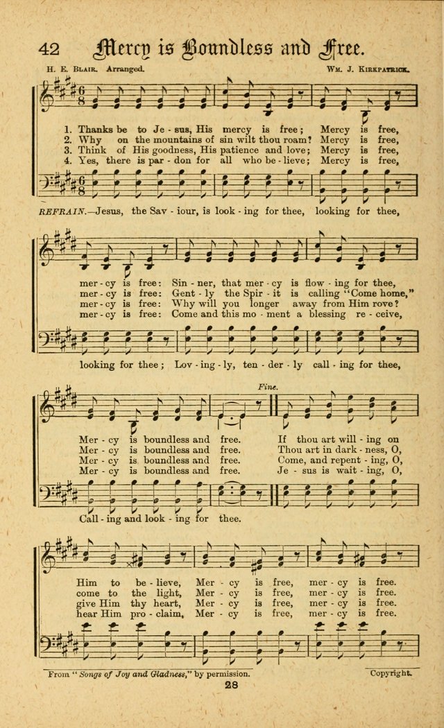 Songs of Salvation: as Used by Crossley and Hunter in Evangelistic Meetings: and adapted for the church, grove, school, choir and home page 28