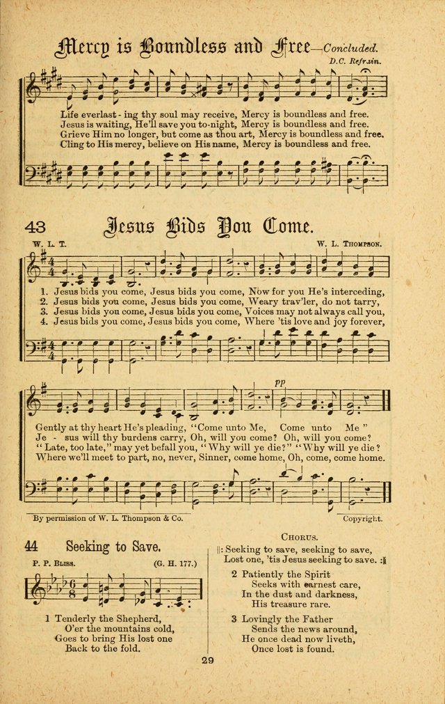 Songs of Salvation: as Used by Crossley and Hunter in Evangelistic Meetings: and adapted for the church, grove, school, choir and home page 29