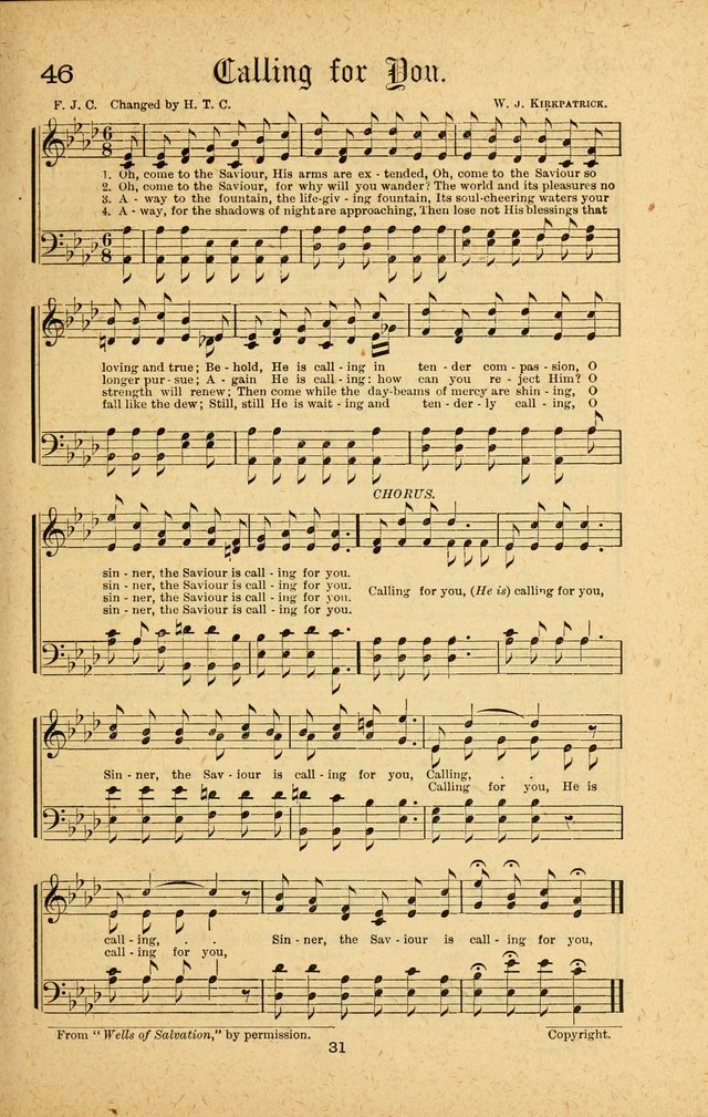 Songs of Salvation: as Used by Crossley and Hunter in Evangelistic Meetings: and adapted for the church, grove, school, choir and home page 31