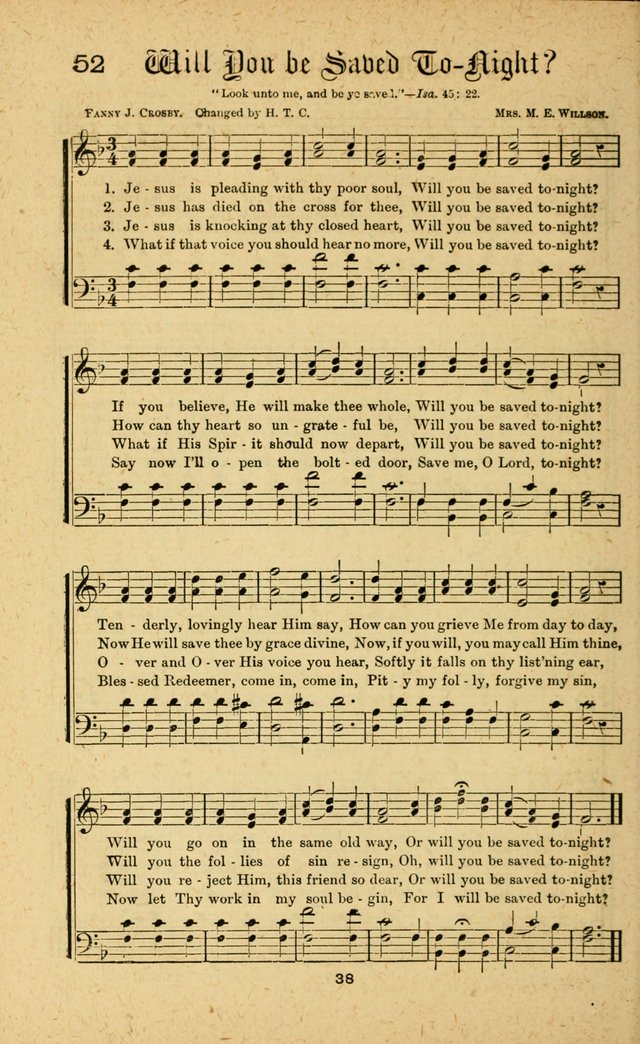 Songs of Salvation: as Used by Crossley and Hunter in Evangelistic Meetings: and adapted for the church, grove, school, choir and home page 38