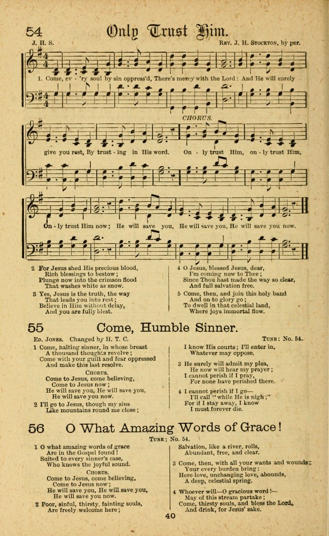 Songs of Salvation: as Used by Crossley and Hunter in Evangelistic Meetings: and adapted for the church, grove, school, choir and home page 40