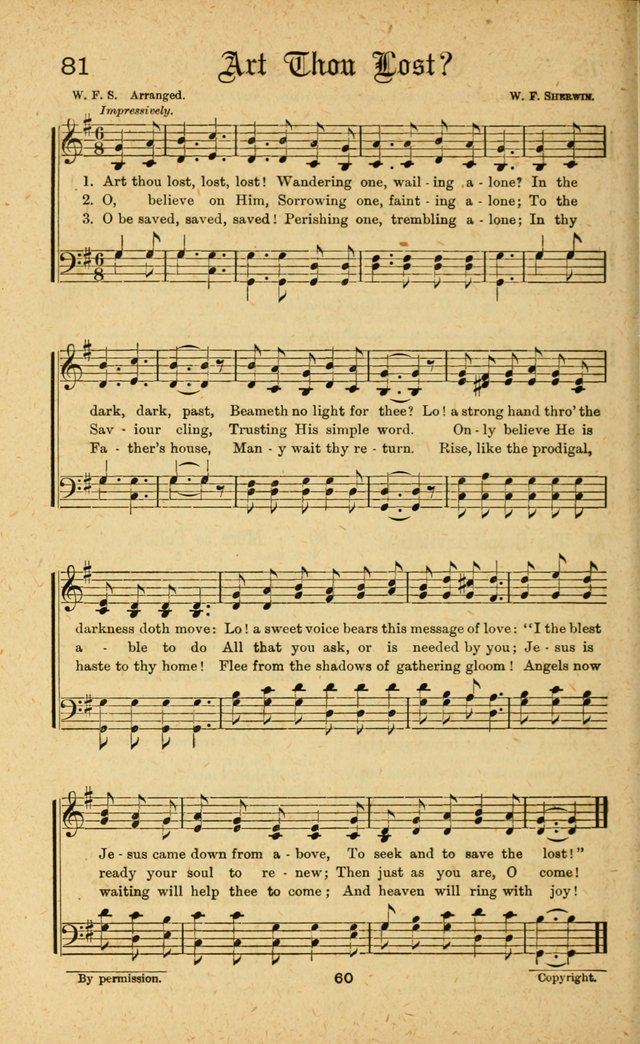 Songs of Salvation: as Used by Crossley and Hunter in Evangelistic Meetings: and adapted for the church, grove, school, choir and home page 60