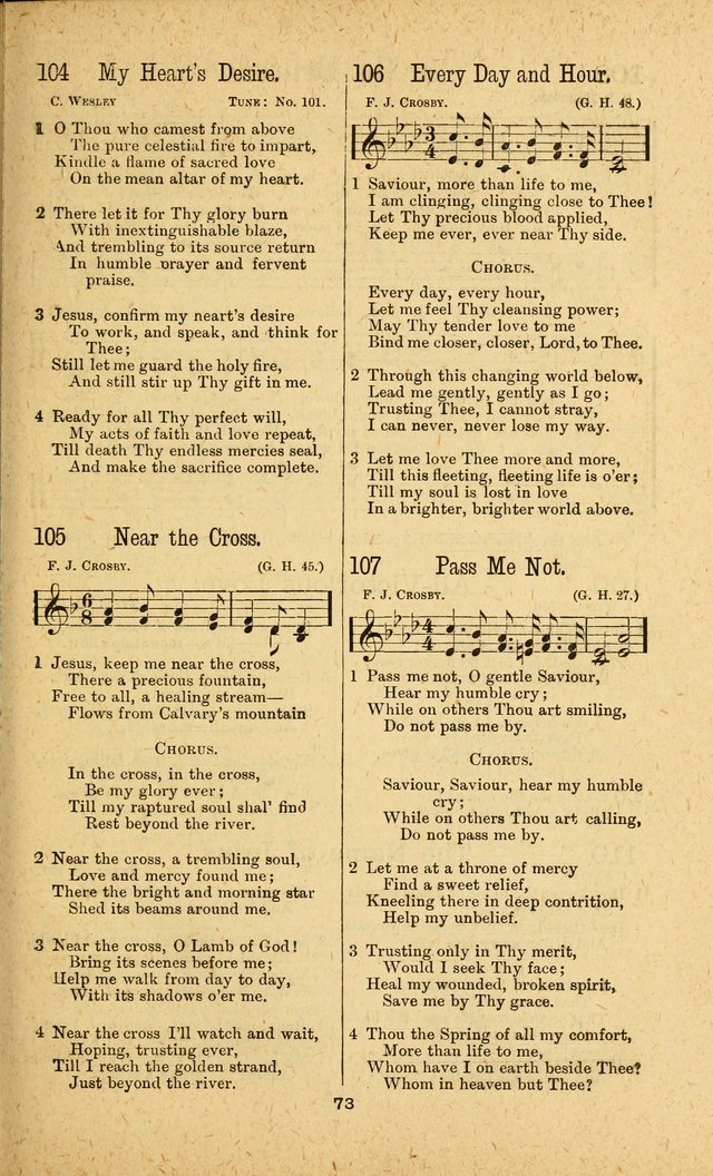 Songs of Salvation: as Used by Crossley and Hunter in Evangelistic Meetings: and adapted for the church, grove, school, choir and home page 73