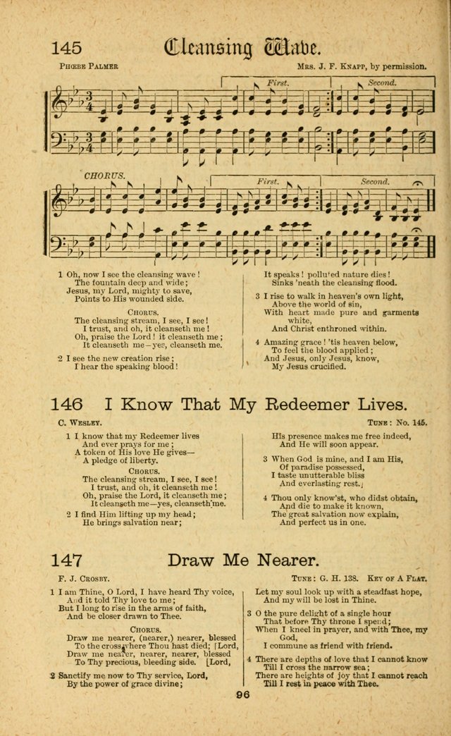 Songs of Salvation: as Used by Crossley and Hunter in Evangelistic Meetings: and adapted for the church, grove, school, choir and home page 96