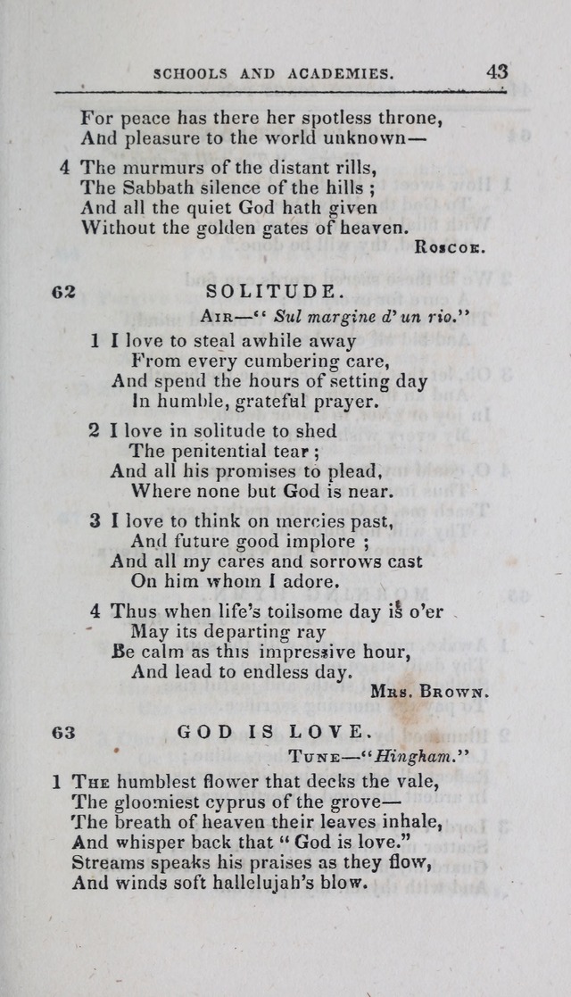 A Selection of Sacred Songs: for the use of schools and academies page 43