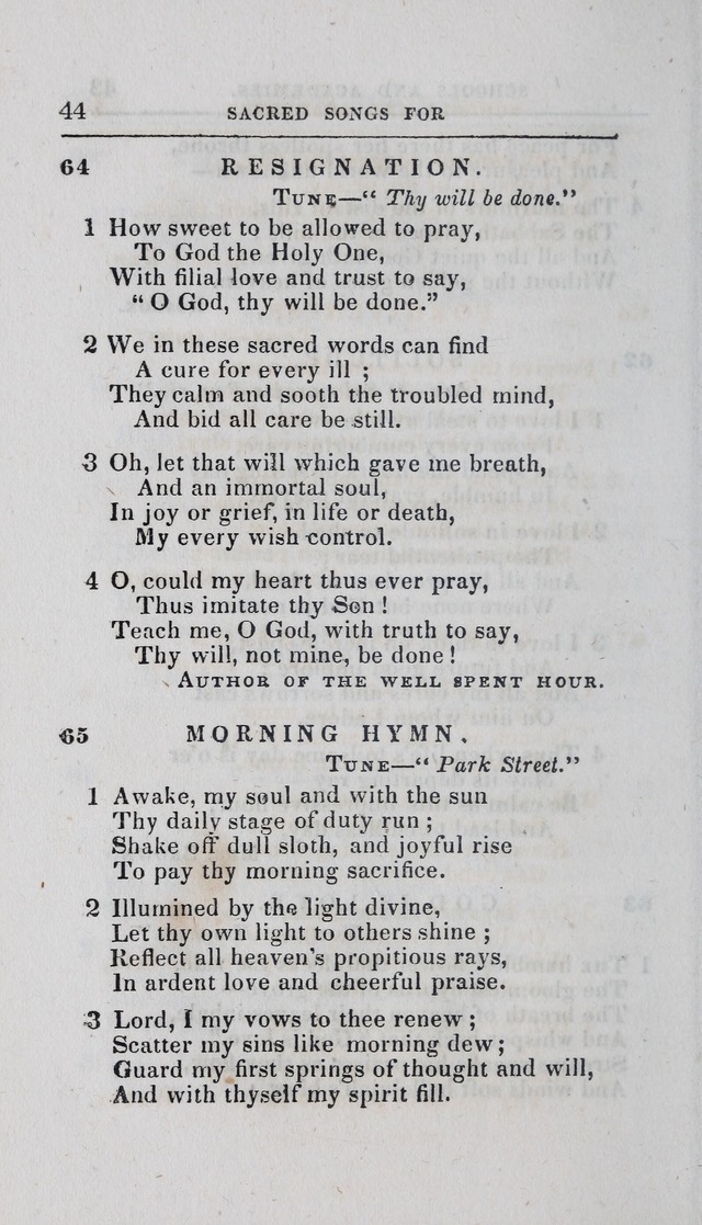 A Selection of Sacred Songs: for the use of schools and academies page 44