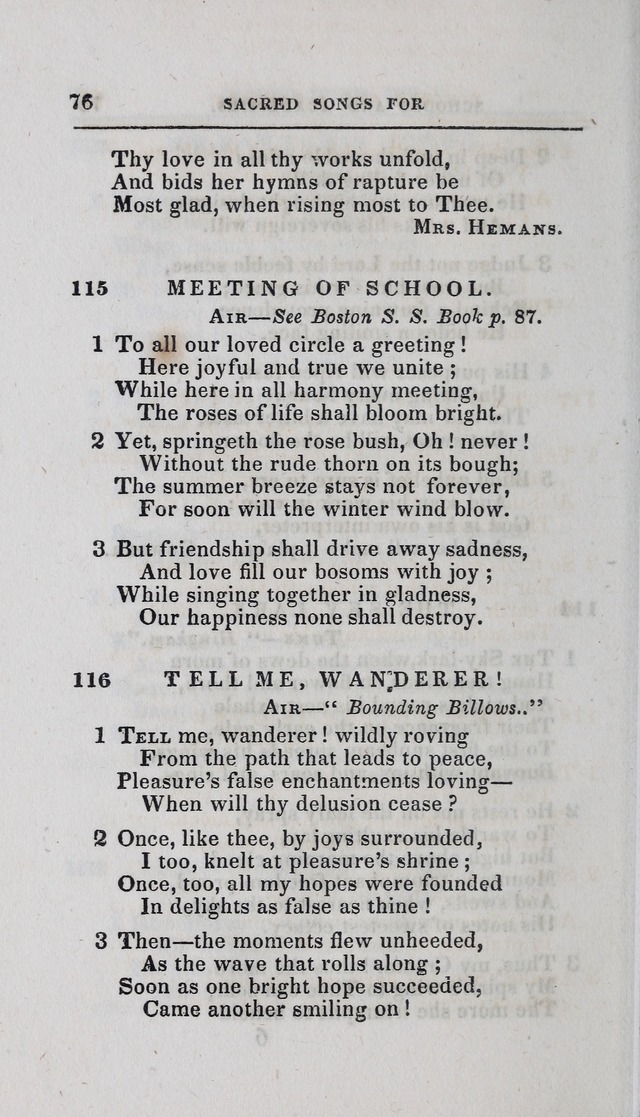 A Selection of Sacred Songs: for the use of schools and academies page 76