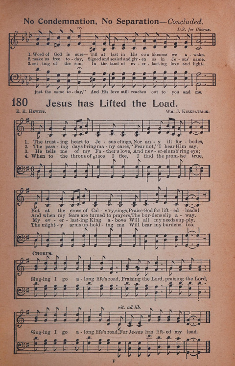 Songs of Triumph Nos. 1 and 2 Combined: 201 choice new hymns for choirs, solo singers, the home circle, etc. page 169