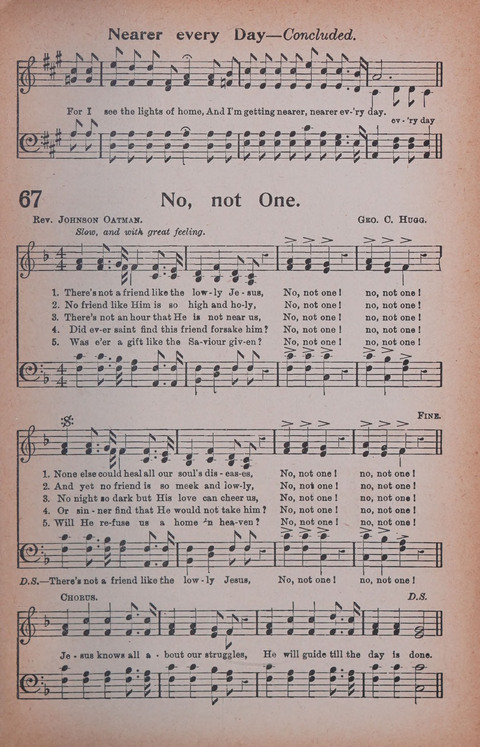 Songs of Triumph Nos. 1 and 2 Combined: 201 choice new hymns for choirs, solo singers, the home circle, etc. page 67