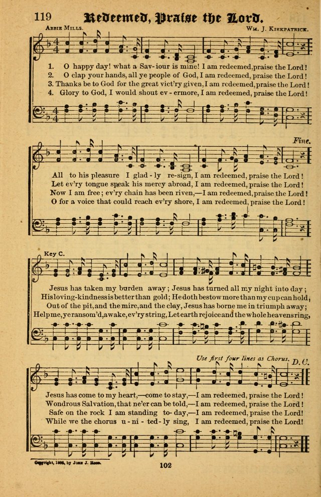 The Silver Trumpet: a collection of new and selected hymns; for use in public worship, revival services, prayer and social meetings, and Sunday schools page 102