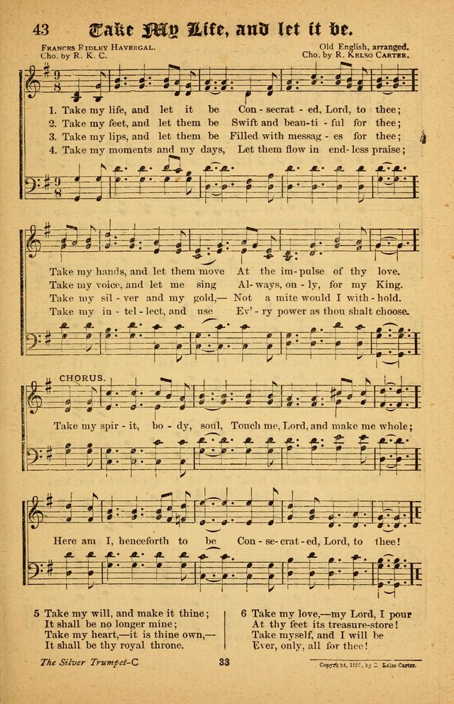 The Silver Trumpet: a collection of new and selected hymns; for use in public worship, revival services, prayer and social meetings, and Sunday schools page 33