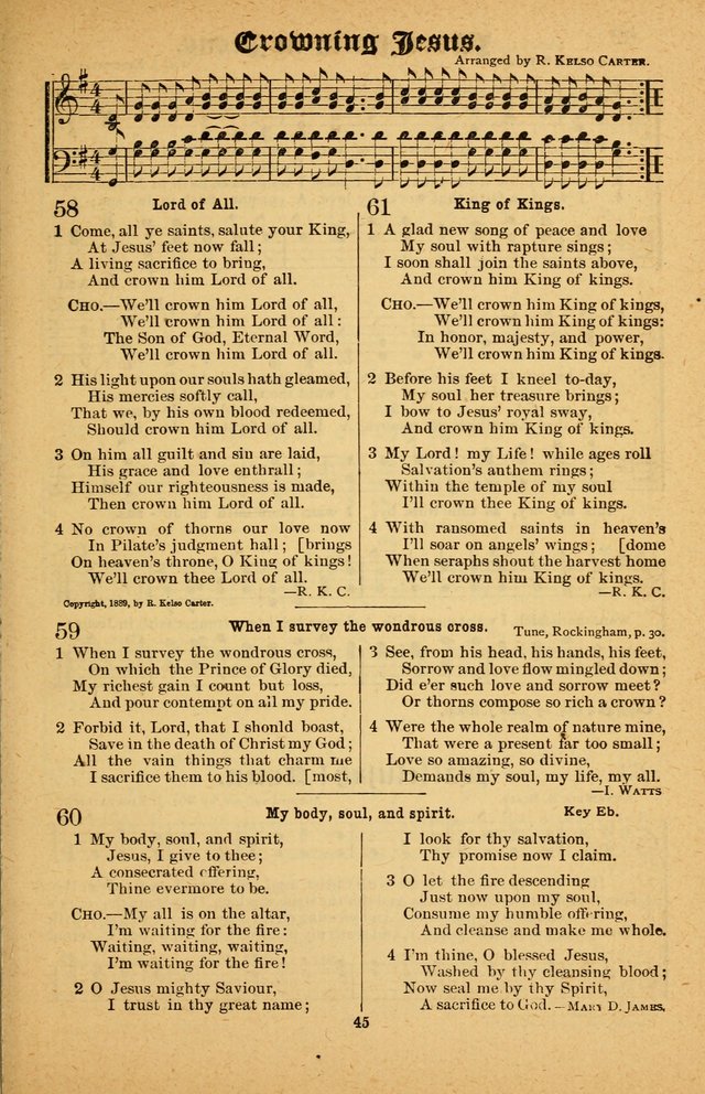 The Silver Trumpet: a collection of new and selected hymns; for use in public worship, revival services, prayer and social meetings, and Sunday schools page 45