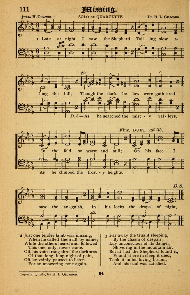 The Silver Trumpet: a collection of new and selected hymns; for use in public worship, revival services, prayer and social meetings, and Sunday schools page 94