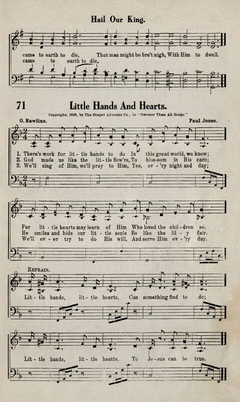 Sweeter Than All Songs: containing many new songs, a number of the popular songs of to-day, with many familiar hymns; for all occasions of Christian work and worship  page 63