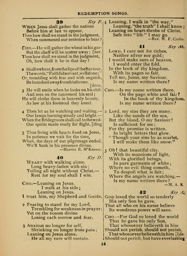 The Sacred Trio: comprising Redemption Songs, Showers of Blessing, The Joyful Sound (Word ed.) page 14