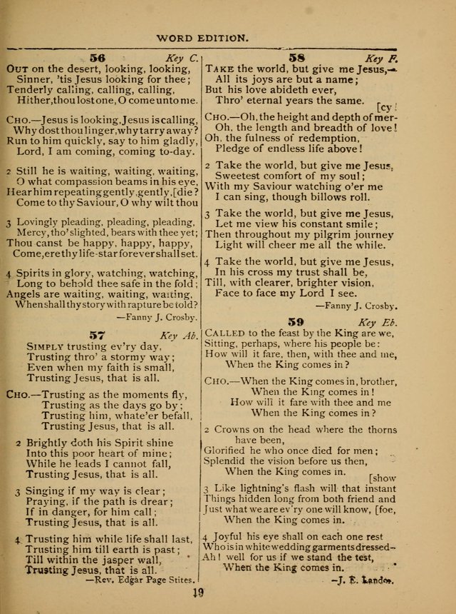 The Sacred Trio: comprising Redemption Songs, Showers of Blessing, The Joyful Sound (Word ed.) page 19