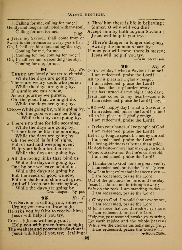 The Sacred Trio: comprising Redemption Songs, Showers of Blessing, The Joyful Sound (Word ed.) page 29