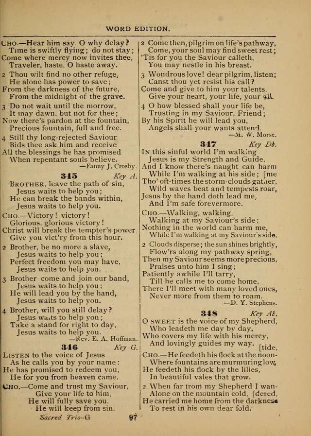 The Sacred Trio: comprising Redemption Songs, Showers of Blessing, The Joyful Sound (Word ed.) page 99